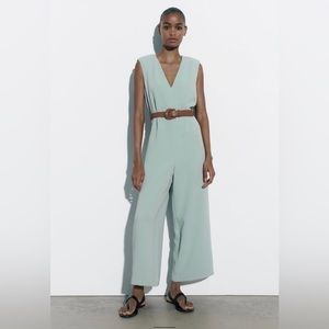 ZARA WIDE JUMPSUIT WITH BELT NWT